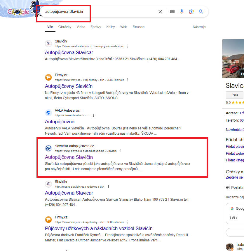 Autopujcovna Slavicin